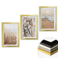 WANDBILDER 3er Set - 20x30 cm Goldrahmen - Strandmotive, Muscheln, Wellen - Goldfarben, Kunststoff (20/30cm) - ArtPrintCave