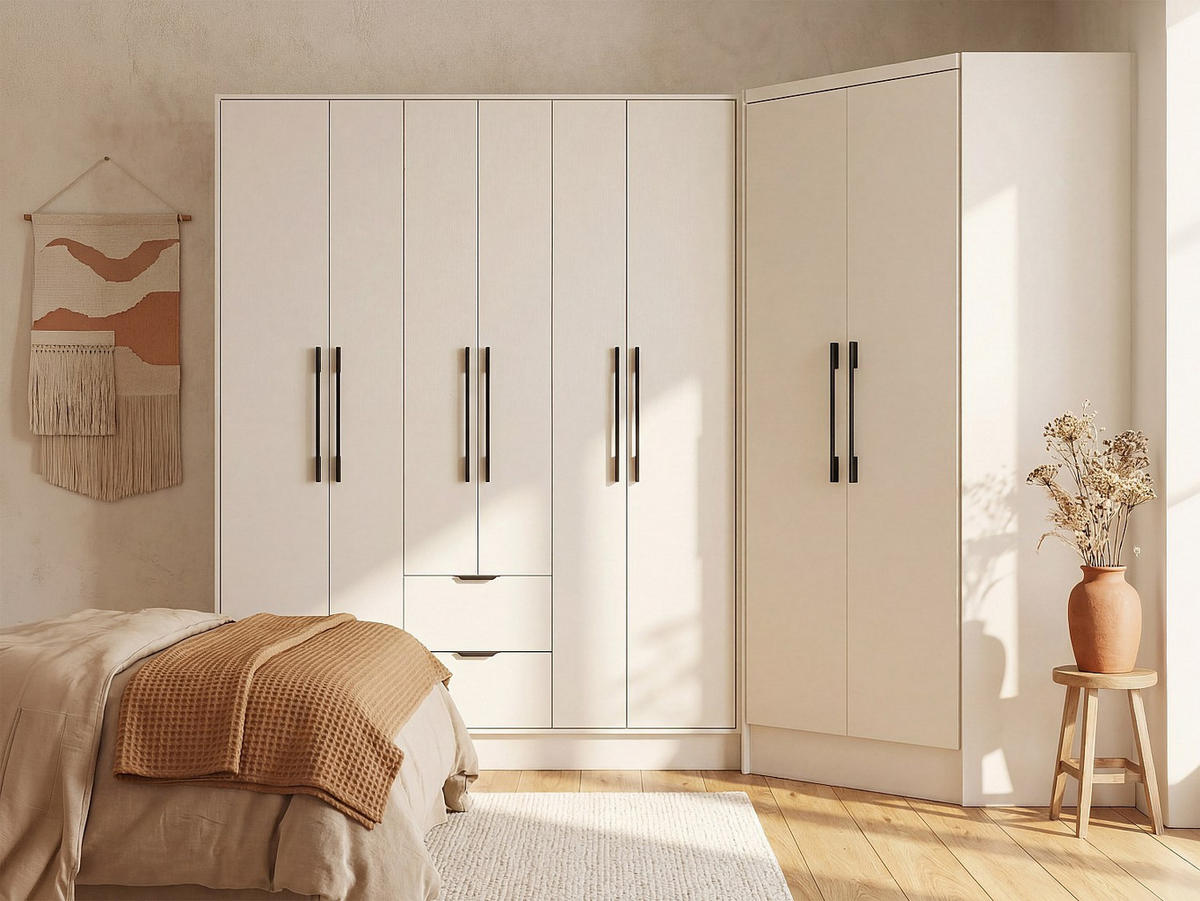 KLEIDERSCHRANK - 263.5 cm x 101.5 cm - Holz, Platte - Weiß - FEOVA - Weiß, Holz (263.5/182/101.5cm) - Vente-Unique