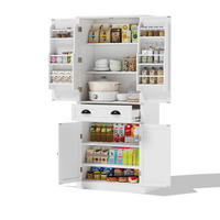 BUFFET 80/40/182 cm Weiß aus MDF mit 4 verstellbaren Böden - Weiß, Holzwerkstoff (80/182/40cm) - OKWISH