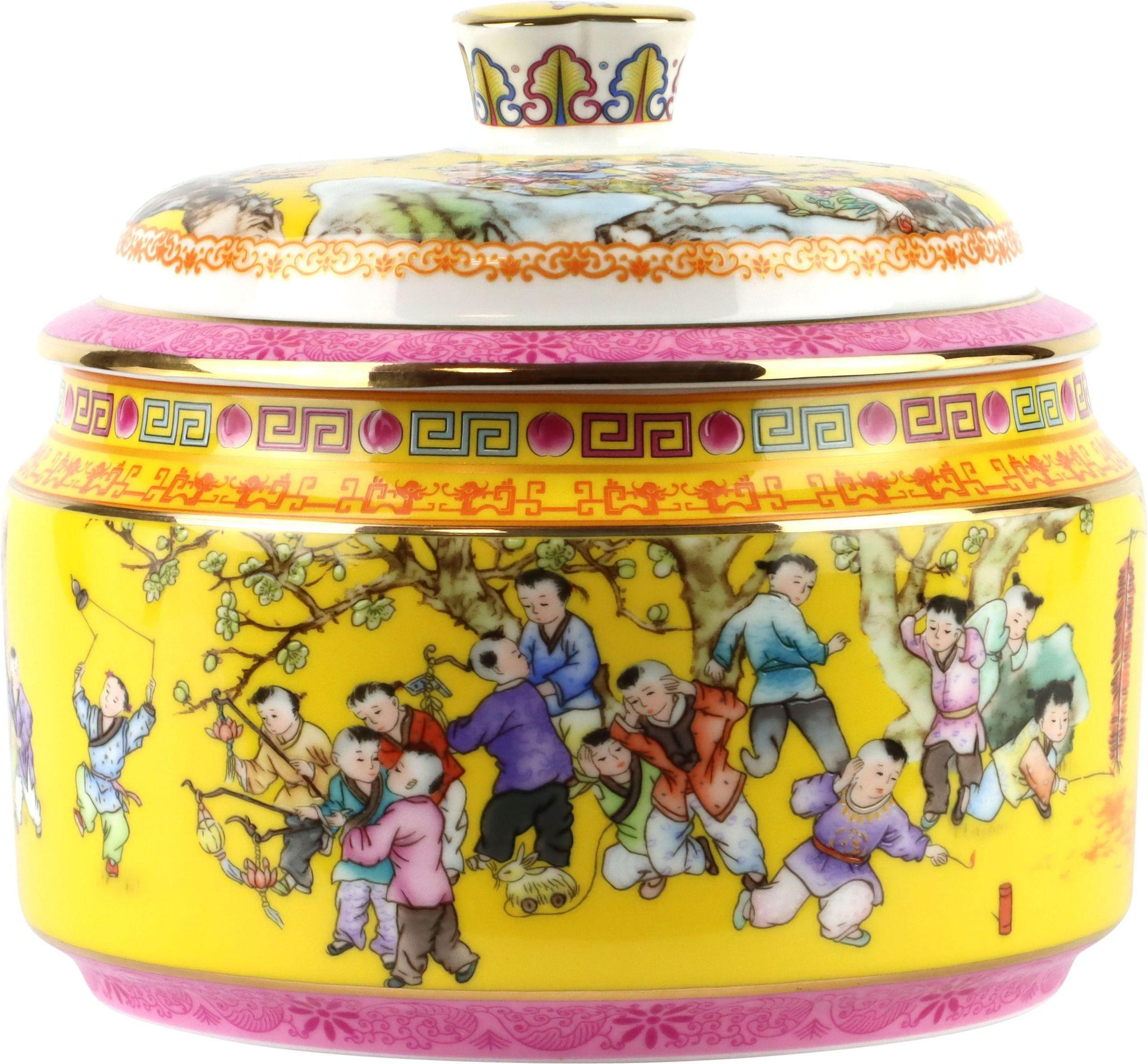 DECKELDOSE Chinese Children gelb - Gelb, Keramik (17/15/17cm) - FURNARO