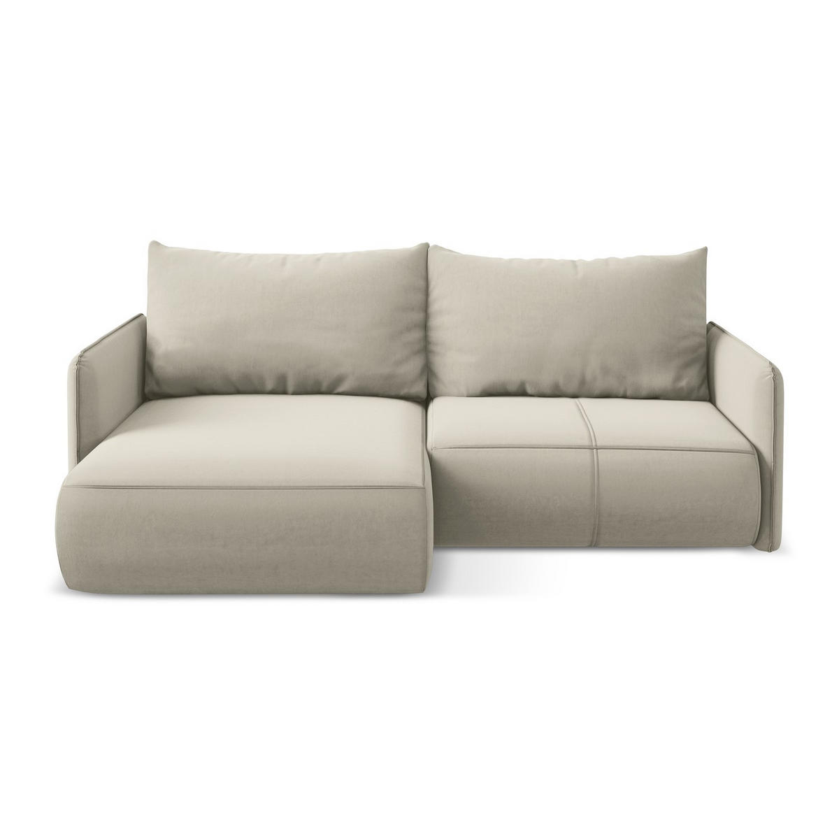 ECKSOFA mit Schlaffunktion Samt Stoff Creme - Perlmutt/Creme, Kunststoff/Textil (148/207cm) - LaMiaSofa