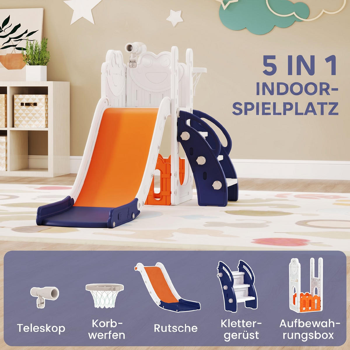 KINDERRUTSCHE HDPE Orange - Orange, Kunststoff (70/86/178cm) - AIYAPLAY