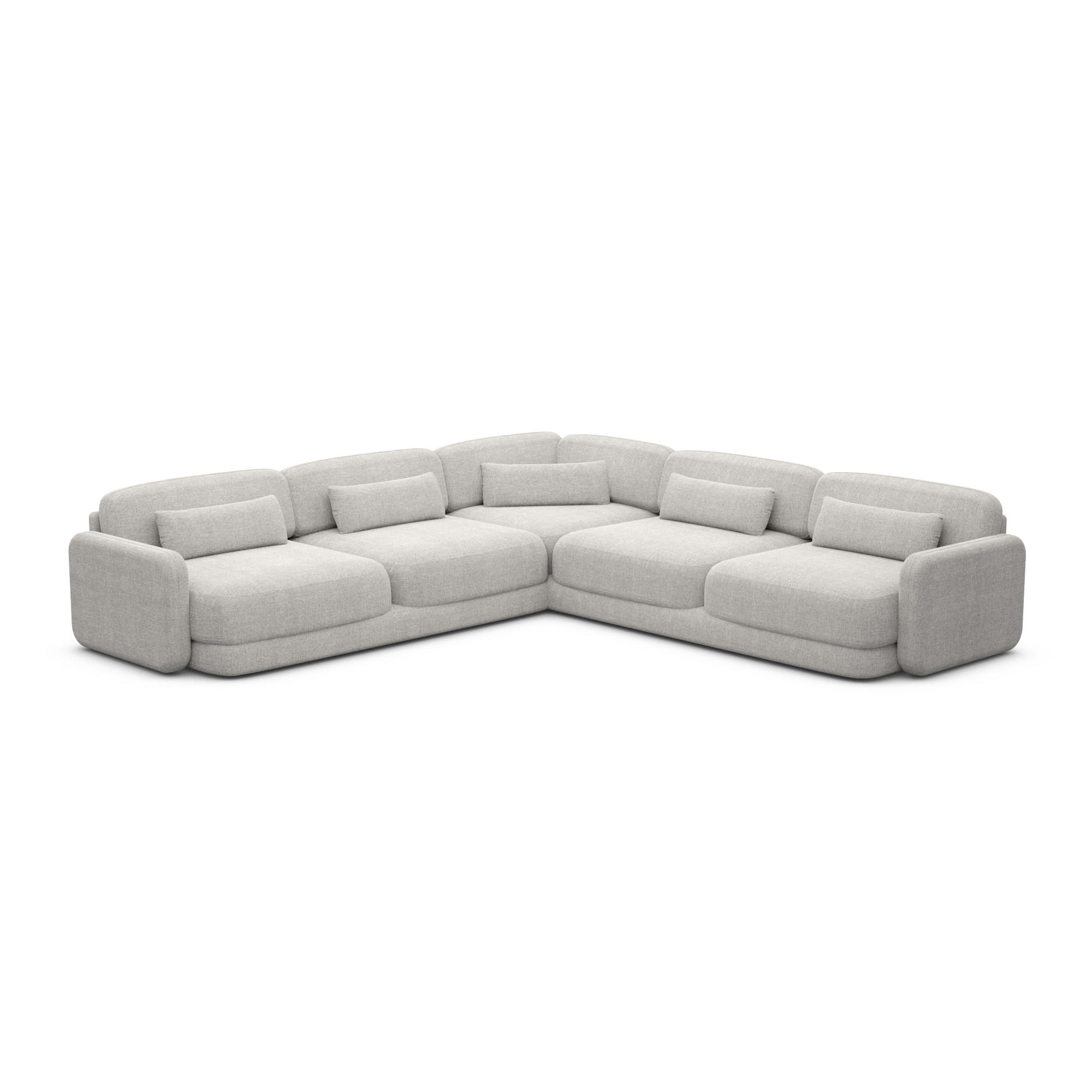 ECKSOFA Valencia L Form Samtstoff Hellgrau - Hellgrau, Textil (229/229cm) - Sofa Dreams