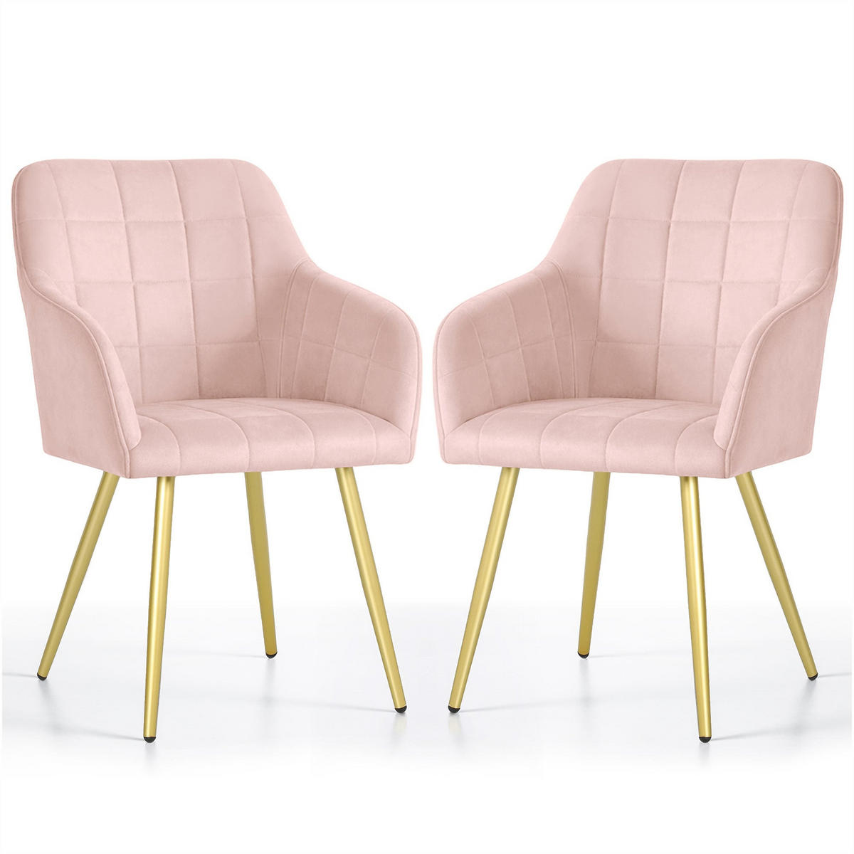 POLSTERSTUHL 2er Set, Metallbeine Rosa, Gold 54/82/58 - Rosa, Textil (54/82/58cm) - RAUMHIRSCH FURNITURE