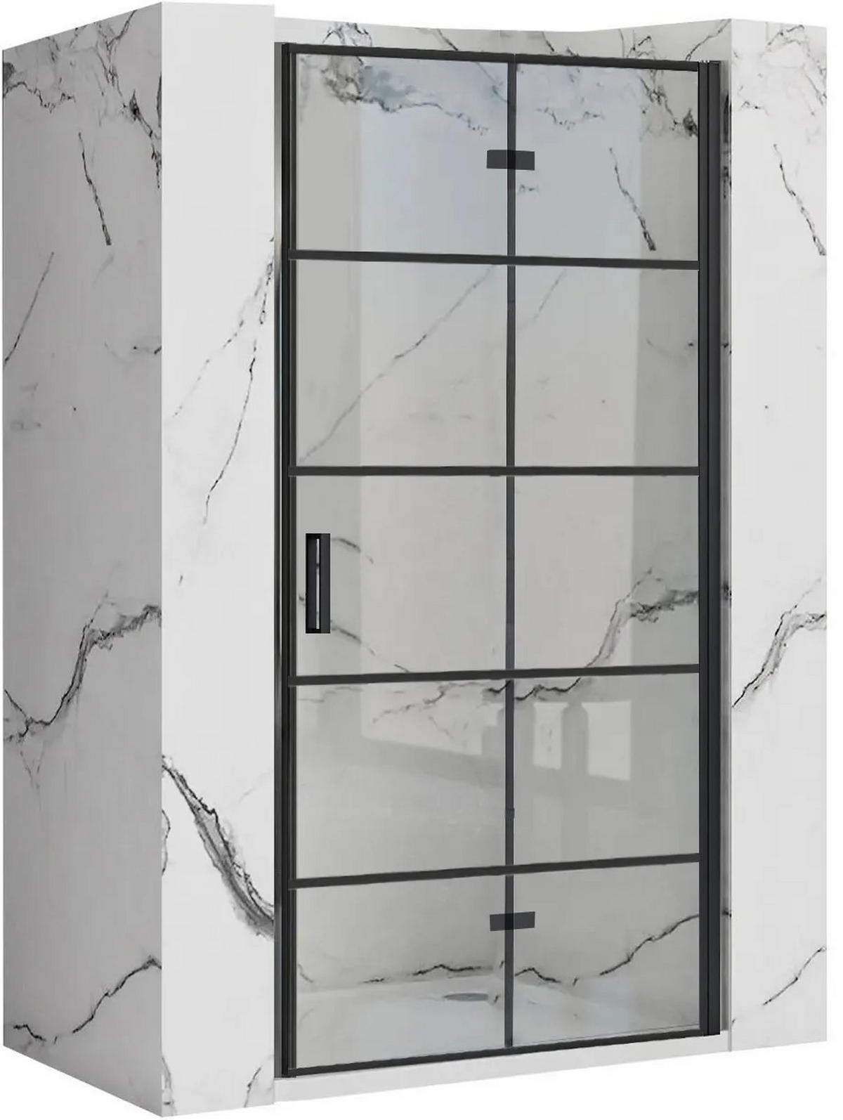 DUSCHTÜR Rea Molier Black 80+ Profil - Schwarz, Glas (80/190cm) - REA