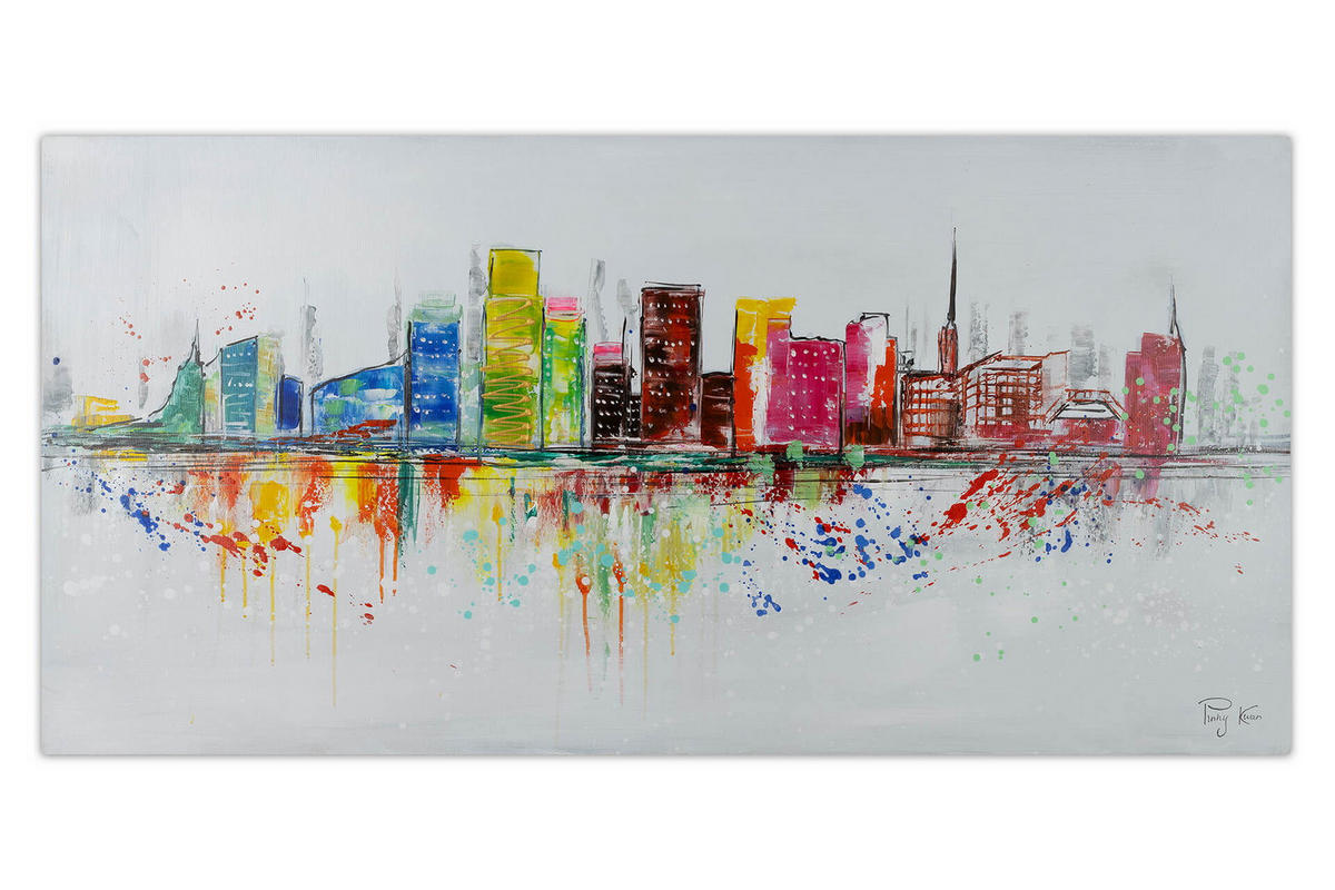 ACRYLBILD HANDGEMALT 120/60 cm - Multicolor/Grau, Holz/Textil (1.7/60cm) - KUNSTLOFT