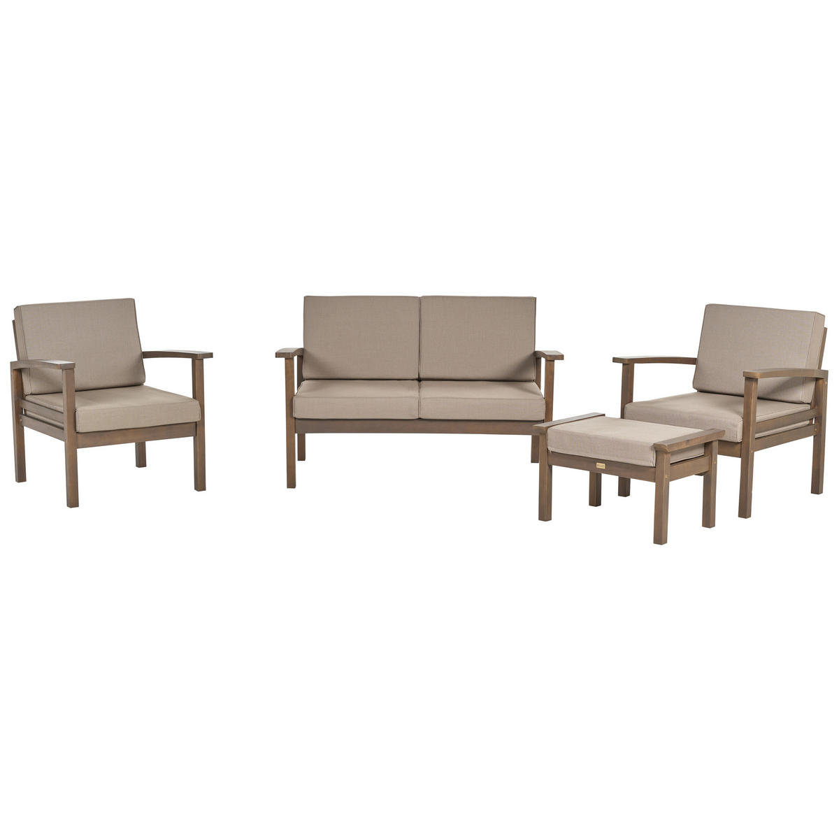 LOUNGE-SET 4-sitzer Akazienholz dunkelbraun Manila - Taupe/Dunkelbraun, Holz - Beliani