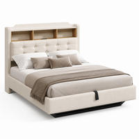POLSTERBETT mit LED und Stauraum 140x200 cm Beige - Beige, Metall (140/200cm) - Meubliv