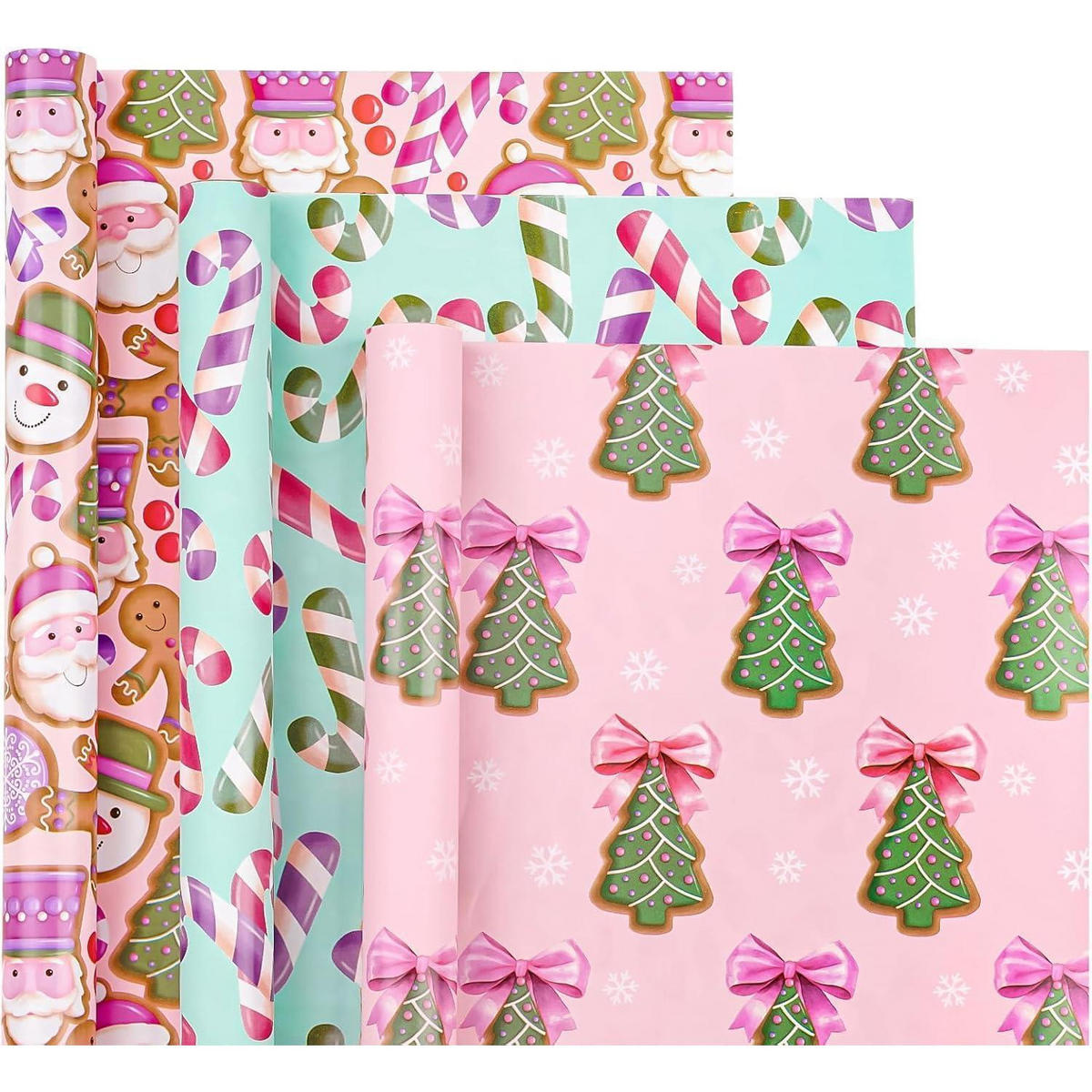 GESCHENKPAPIERROLLE 3-teiliges Set Rosa-Blau 43,2 cm x 3,05 m - Multicolor, Papier (43.2/0.1/305cm)