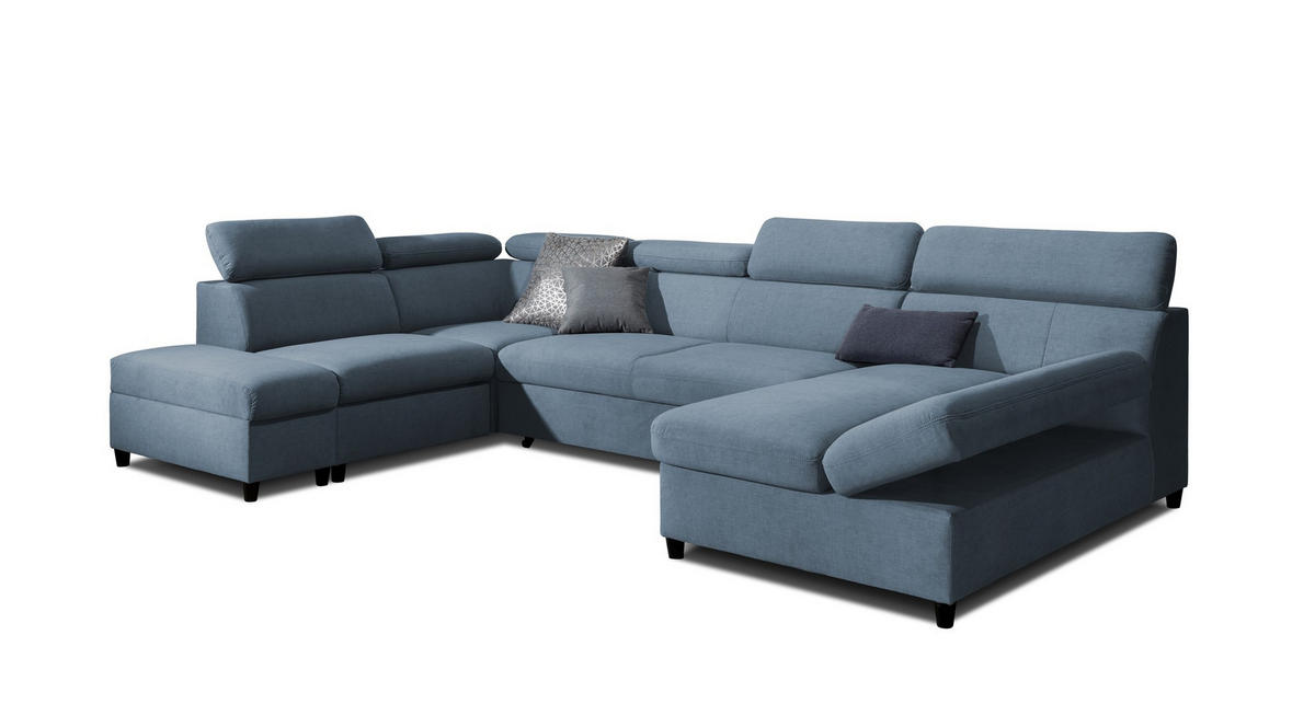 WOHNLANDSCHAFT Schlafsofa Anton - Hellblau, Holzwerkstoff/Textil (342/96/205cm) - Fun Möbel