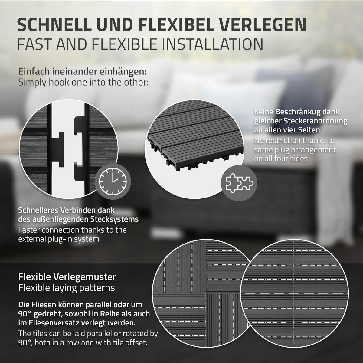 BODENPLATTE 2er Set - Anthrazit, Holzwerkstoff (30/30/2cm) - ECD-Germany