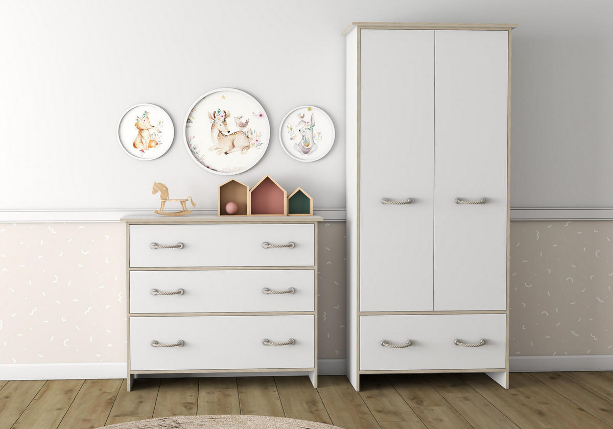 DREHTÜRENSCHRANK - Schrank Perseus 2D - Weiß, Holzwerkstoff (90/200/50cm) - Möblo