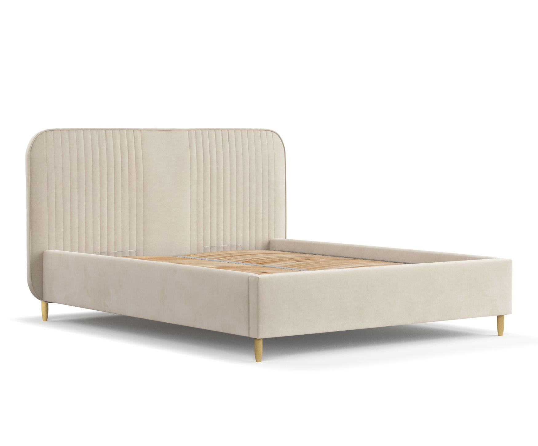 POLSTERBETT Livy Hellbeige 120/200 cm im Samtstoff - Beige/Naturfarben, Holz/Holzwerkstoff (120/200cm) - Maison de Reve