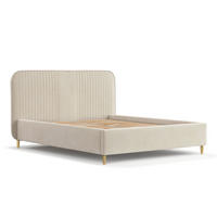 POLSTERBETT Livy Hellbeige 120/200 cm im Samtstoff - Beige/Naturfarben, Holz/Holzwerkstoff (120/200cm) - Maison de Reve