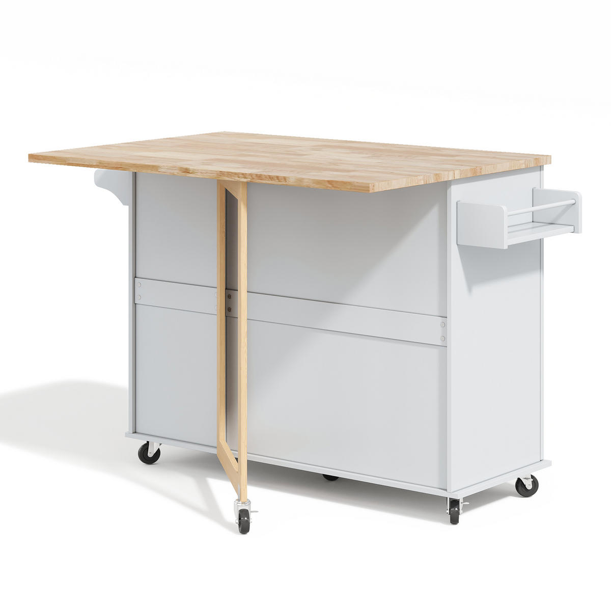 KÜCHENINSEL 137/43/92 cm Grau mit 3 Schubladen und klappbare Arbeitsplatte - Grau, Holz/Holzwerkstoff (43/92/137cm) - Oxeza