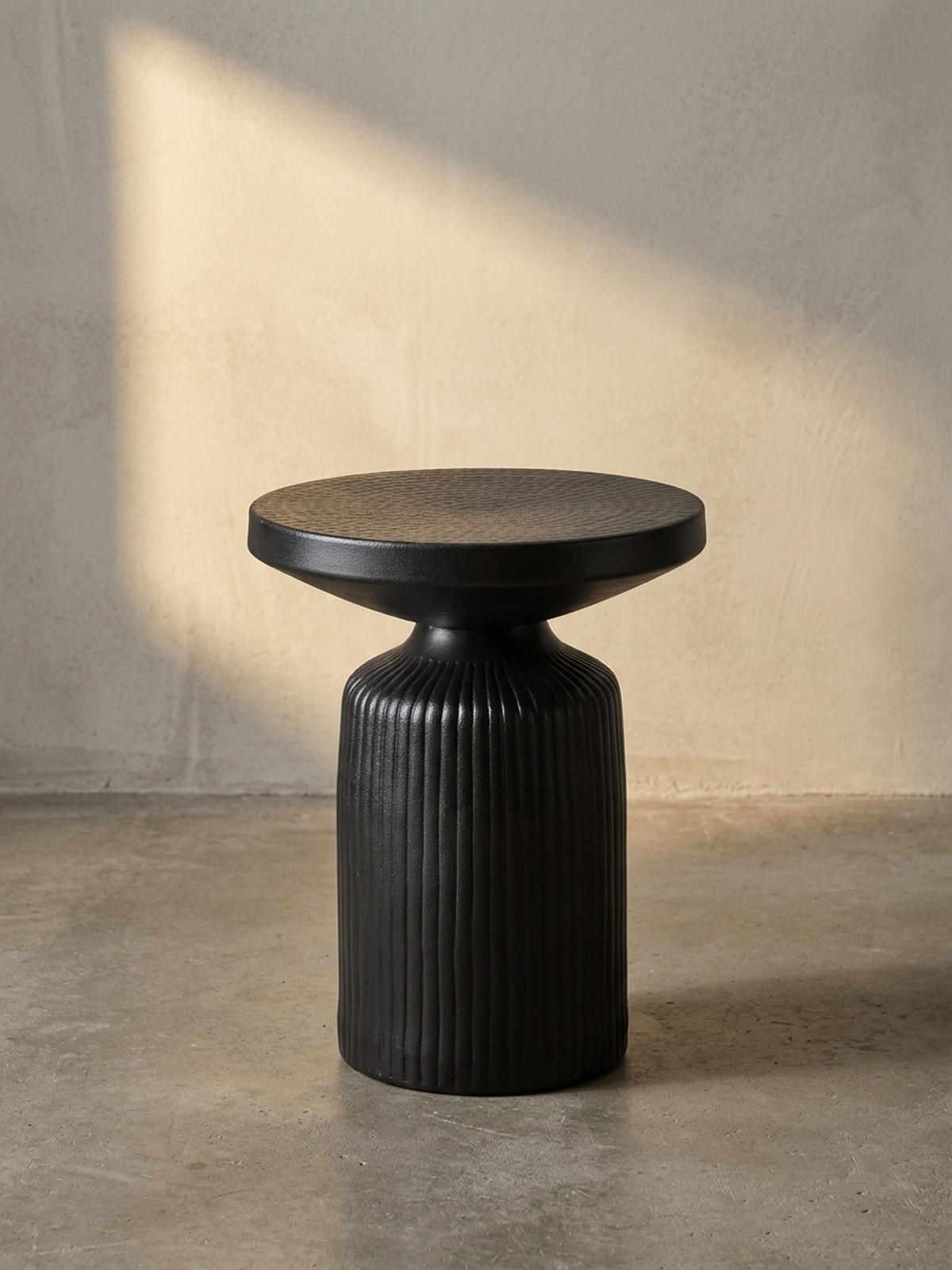 BEISTELLTISCH – Rund Schwarz 40x40x50 cm Hammerschlag Design - Schwarz, Metall (40/40/50cm) - KADIMA DESIGN