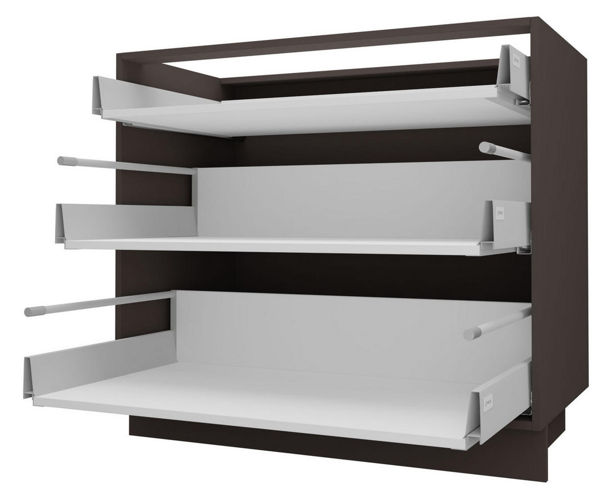 SCHUBLADENUNTERSCHRANK Bari D3/90 Lava / RAL 7040 fenstergrau 90 / 50 / 82cm REJS Vollauszug - Dunkelgrau/Grau, Holz/Holzwerkstoff (90/82/50cm) - Feldmann-Wohnen