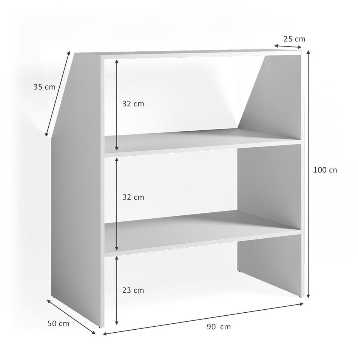 KINDERREGAL Weiß 90 x 100 cm - Weiß, Holzwerkstoff (90/100/50cm) - Vicco