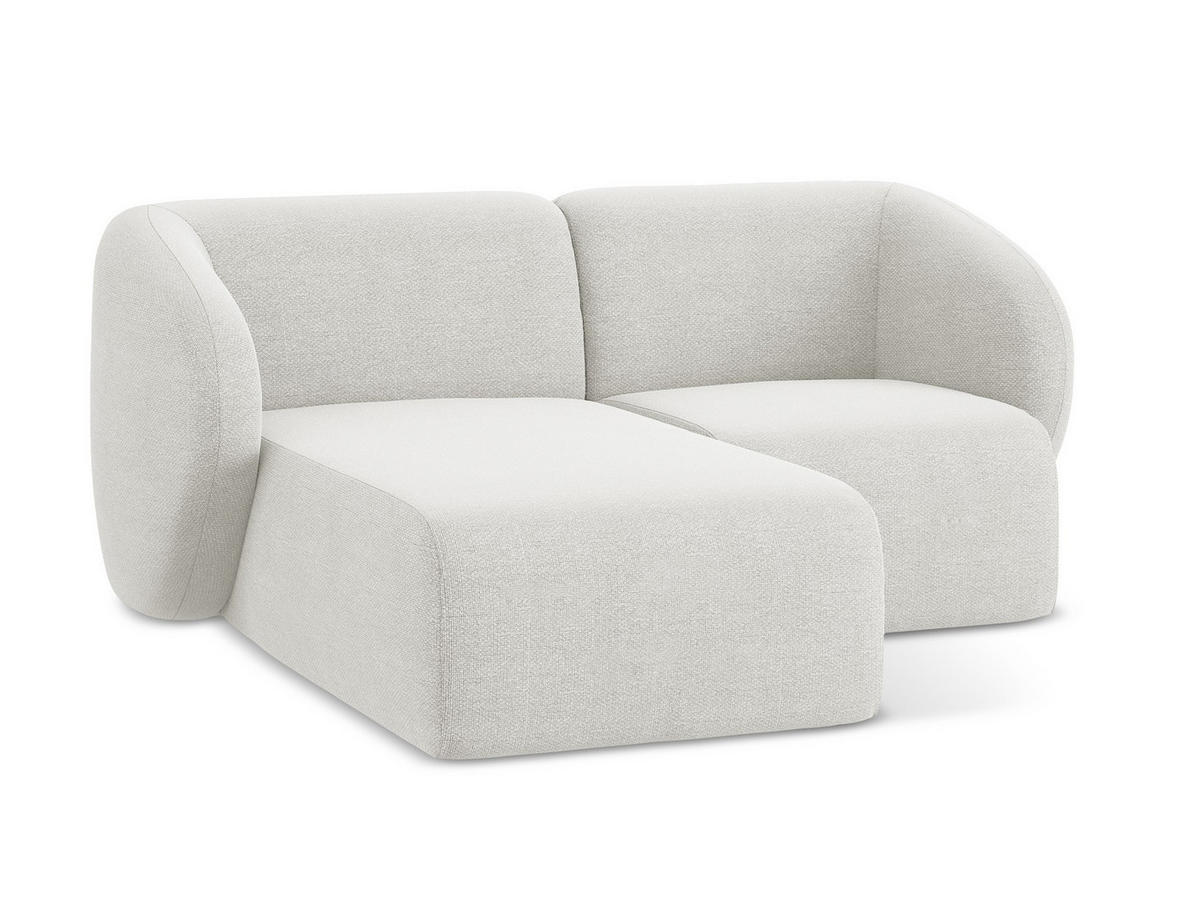 ECKSOFA Links Bouclé Stoff Weiß - Schwarz/Weiß, Holzwerkstoff/Kunststoff (178/166cm) - Makamii