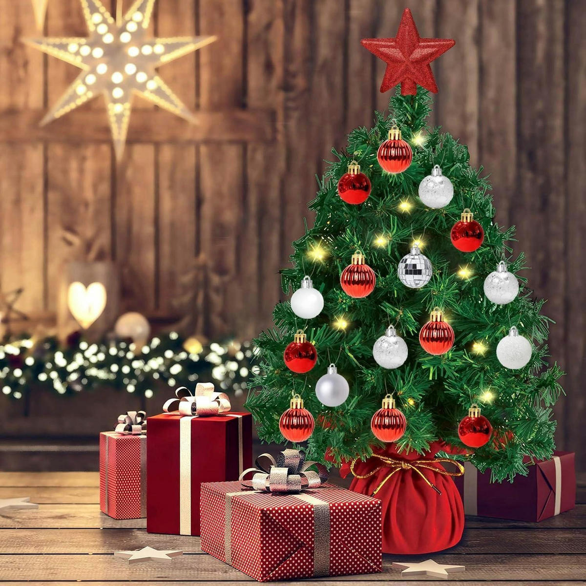 WEIHNACHTSKUGELN 30-teiliges Set Rot & Weiß 3 cm - Multicolor, Kunststoff (3/3/3cm)