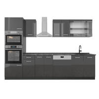 KUHINJSKI BLOK R-Line Antracit z visokim sijajem 300 cm z visoko omaro, DP Antracit - črna/visok sijaj, leseni material (300/81.6/60cm) - Vicco