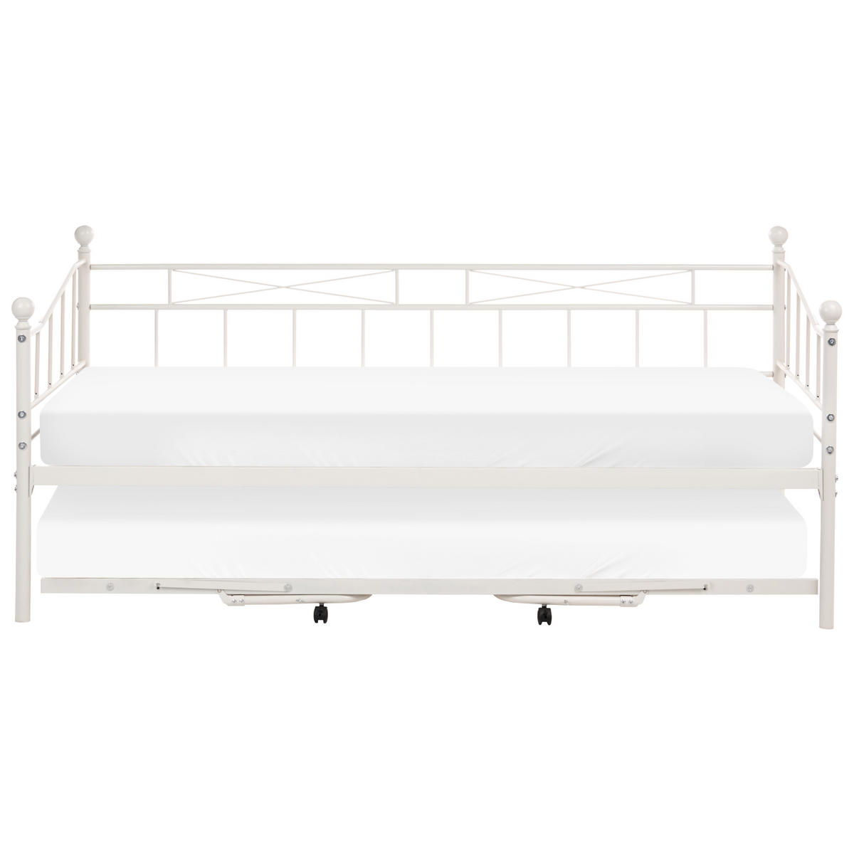 DNEVNA POSTELJA kovina 90/200 cm raztegljiva bež Louannec - bež, kovina (99/96/215cm) - Beliani