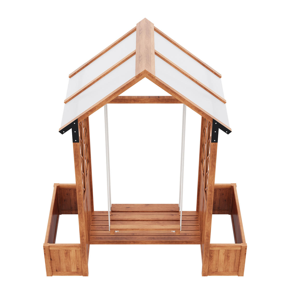 BLUMENTOPF 142/70/163 cm Braun mit Schaukel und Spalier als Kletterhilfe - Braun, Holz (70/163/142cm) - Oxeza
