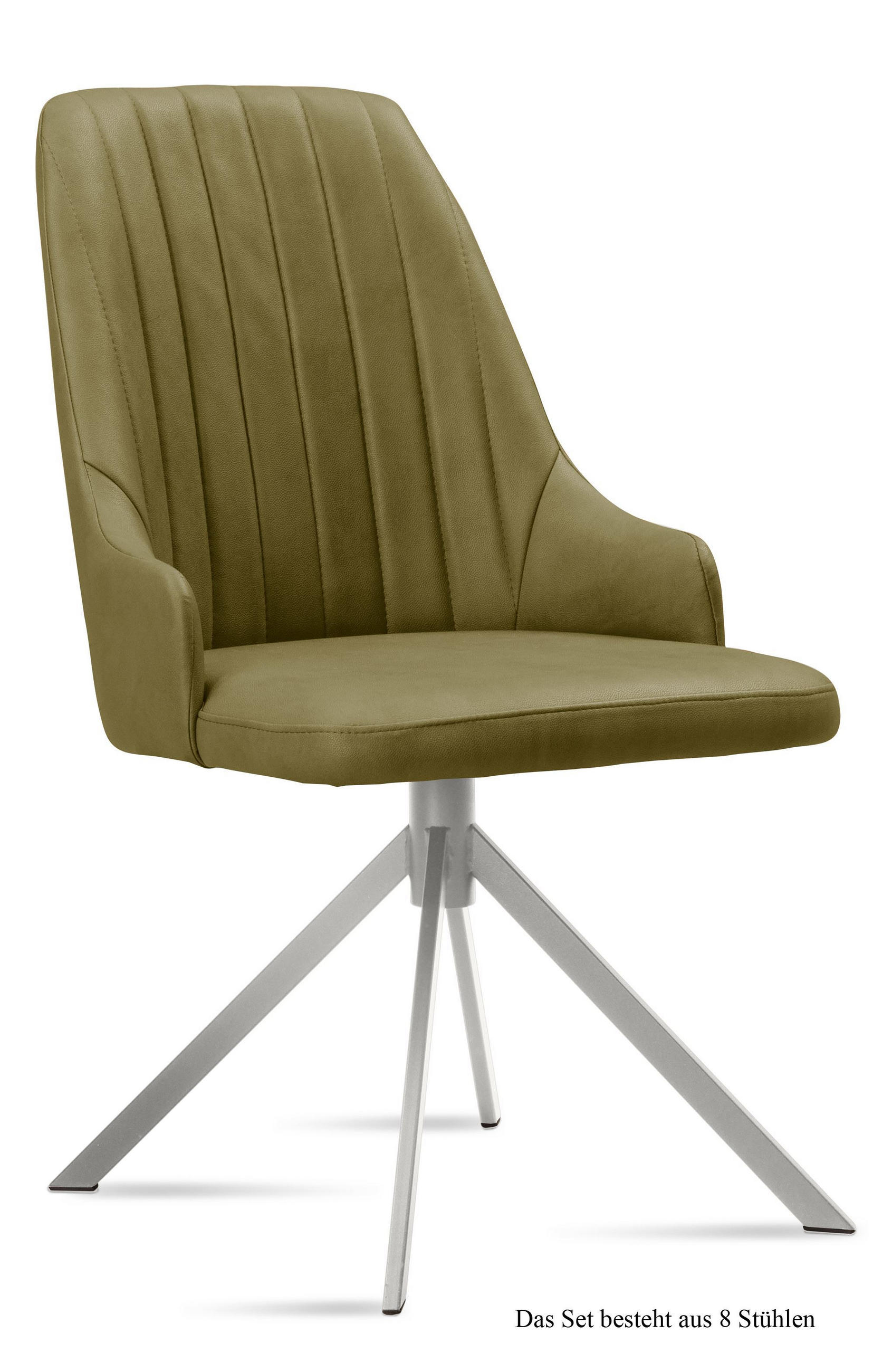 ESSZIMMERSTUHL (8er-Set) Dorrit 52x91x60 Edelstahl/Olivgrün - Edelstahlfarben/Olivgrün, Kunststoff (60/91/52cm) - 58aufmkessel
