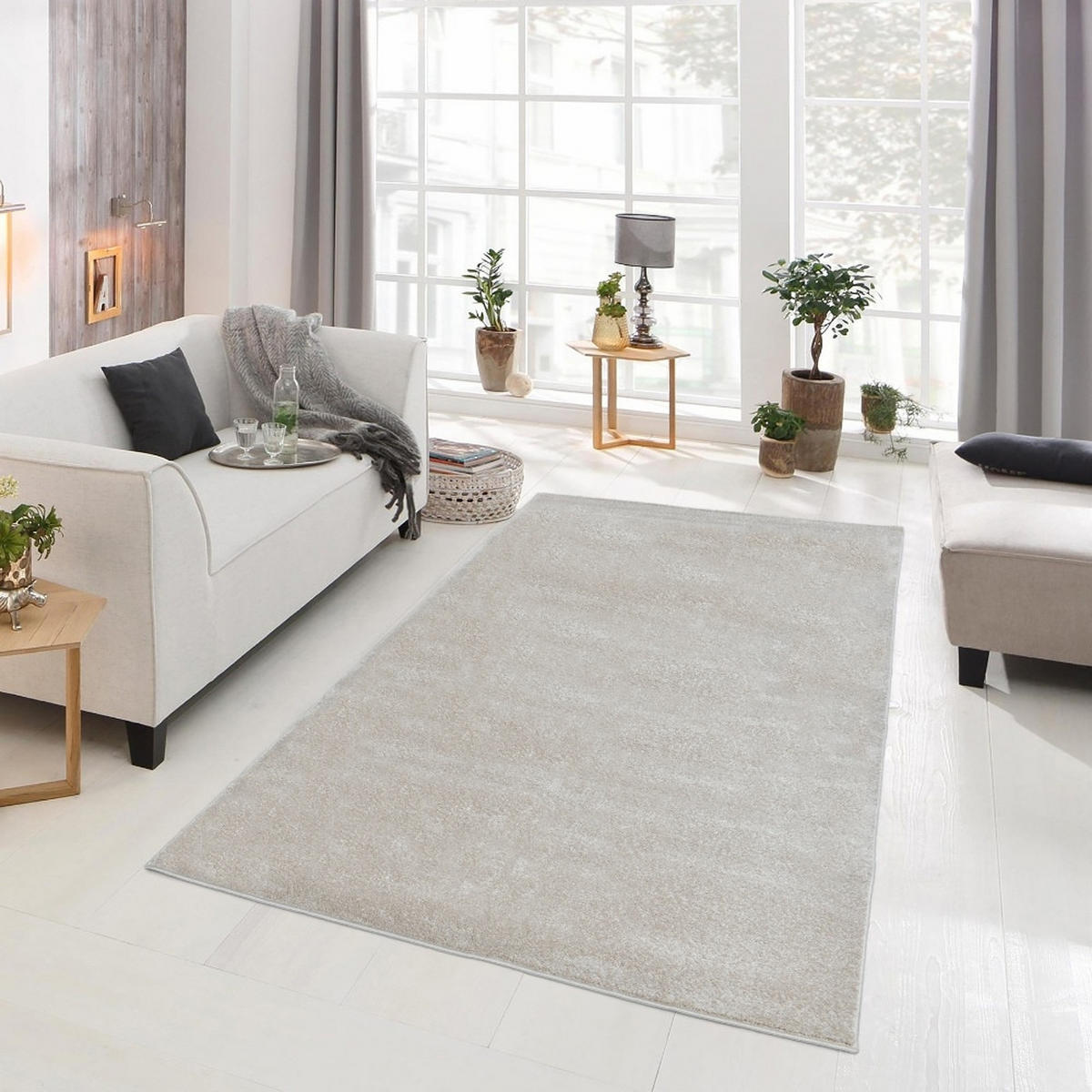 KURZFLORTEPPICH FOFI - Farbe: Beige, Größe: 180 x 120 cm - Beige, Kunststoff (120/180cm) - Home Deluxe