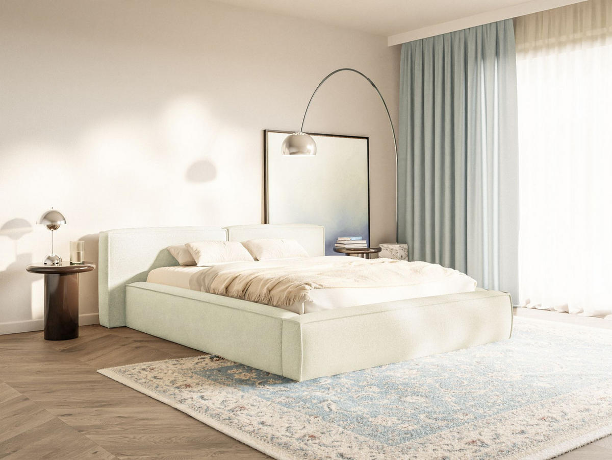 POLSTERBETT Tilves Low Creme 180x200 cm - Creme/Schwarz, Kunststoff/Textil (180/200cm) - Selsey