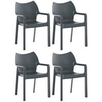 GARTENSTUHL 4er Set Kunststoff dunkelgrau - Dunkelgrau, Kunststoff (57/84/53cm) - CLP
