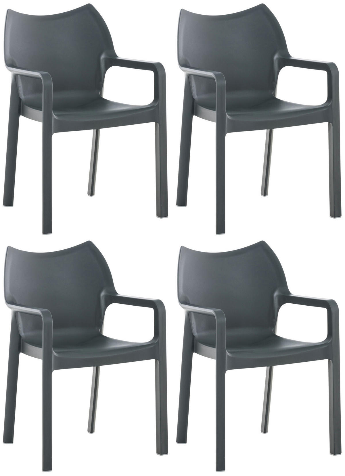 GARTENSTUHL 4er Set Kunststoff dunkelgrau - Dunkelgrau, Kunststoff (57/84/53cm) - CLP