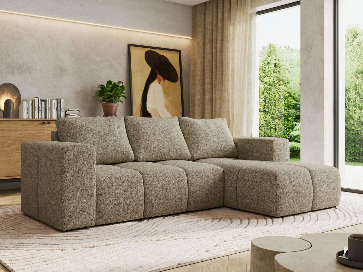 ROHOVÁ SEDAČKA MONIVA L - Taupe Strukturovaná látka - Pravá Strana - černá/béžová, textil/plast (266/164cm) - MKS