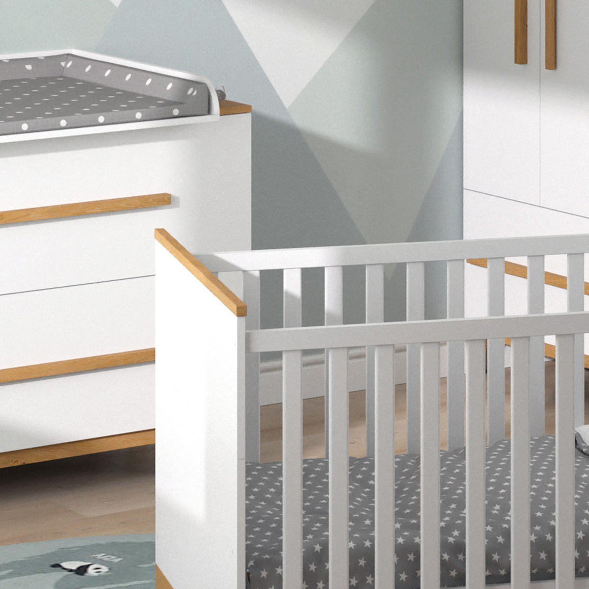 SADA PRO DĚTSKÝ POKOJ Malia Bílá/dub Sada 4 kusů - bílá/barva dubu, kompozitní dřevo (70/187/50cm) - VitaliSpa