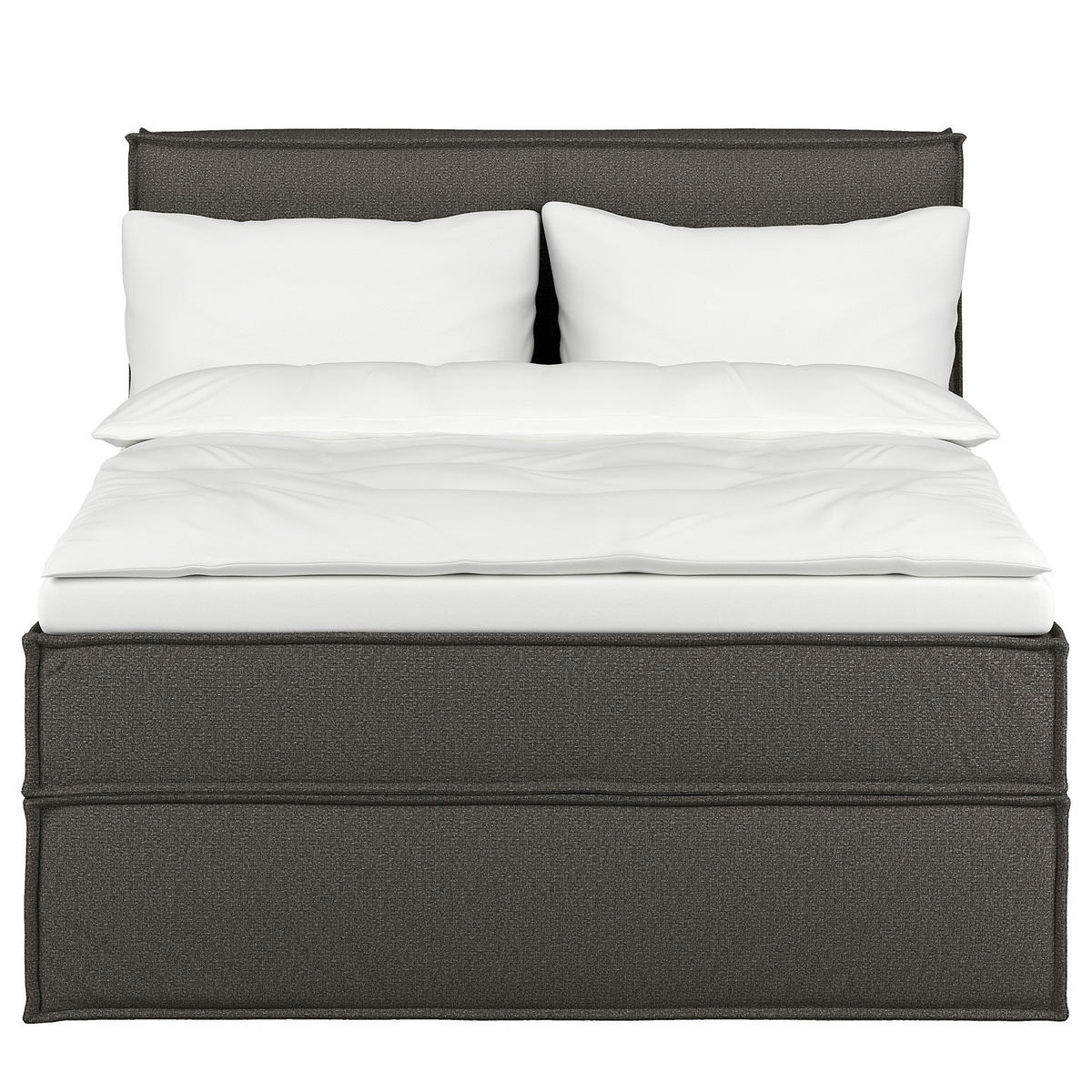 BOXSPRINGBETT mit Kopfteil - Premium - Braun, Textil (140/200cm) - home24