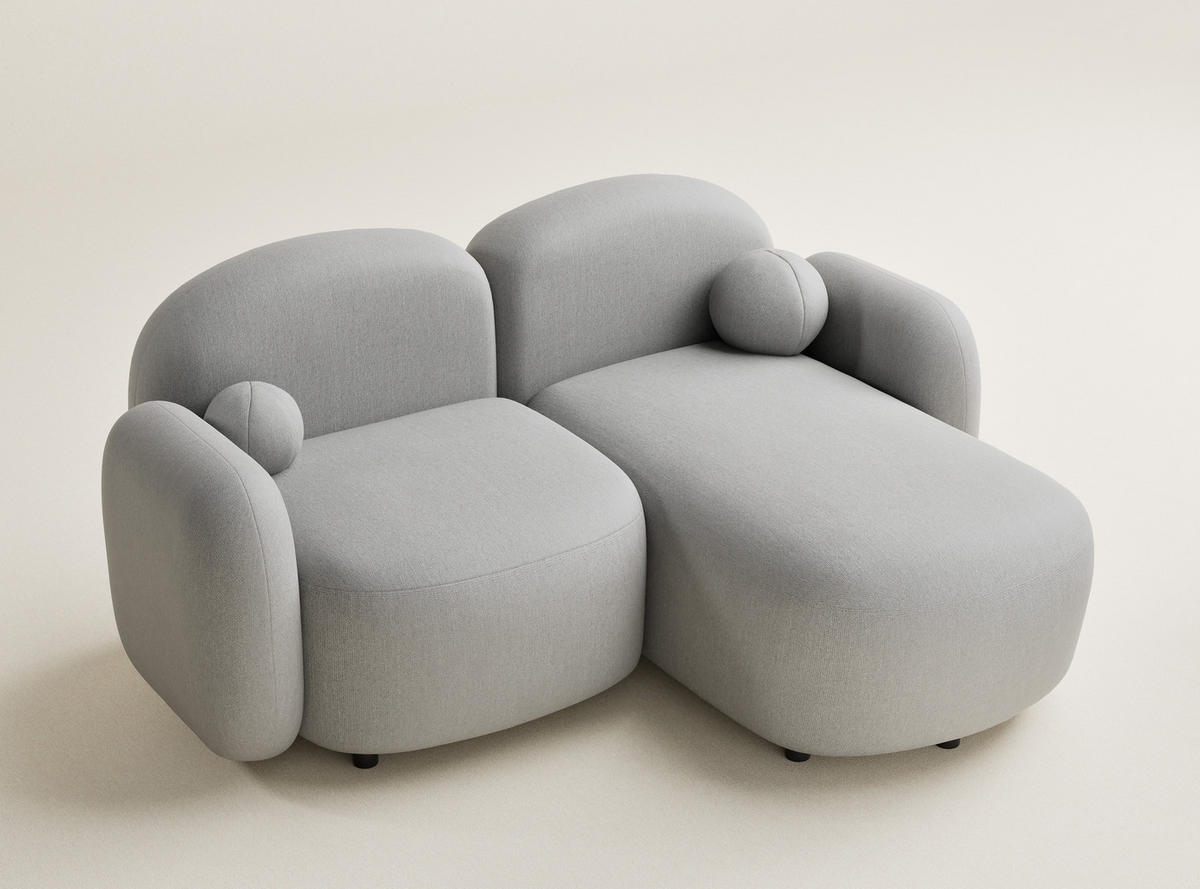 ECKSOFA Bahama Hellgrau Webstoff - Hellgrau/Schwarz, Holz/Holzwerkstoff (190/146cm) - Maison de Reve