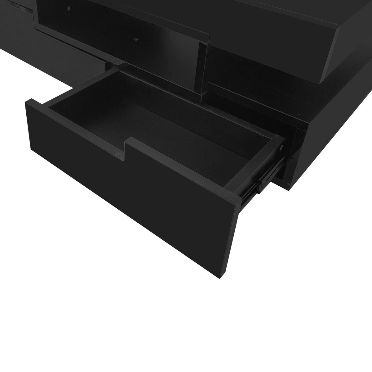 COUCHTISCH aus Spanplatte 80x50x36 cm in Schwarz mit LED-Beleuchtung - Schwarz, Holzwerkstoff (80/50/36cm) - Modfu