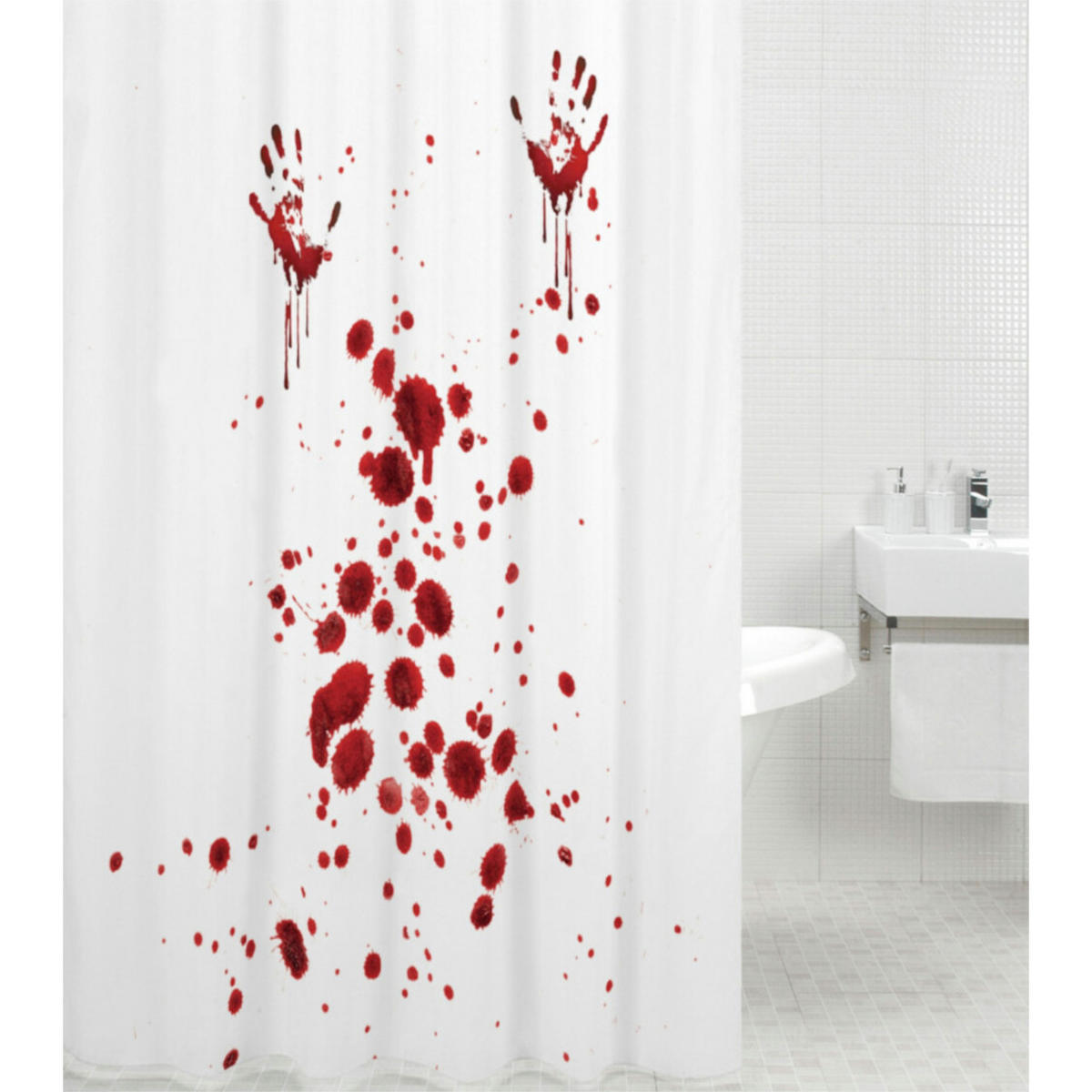 DUSCHVORHANG Blood Hands 180 x 200 cm - Rot, Textil (180/200cm) - Sanilo