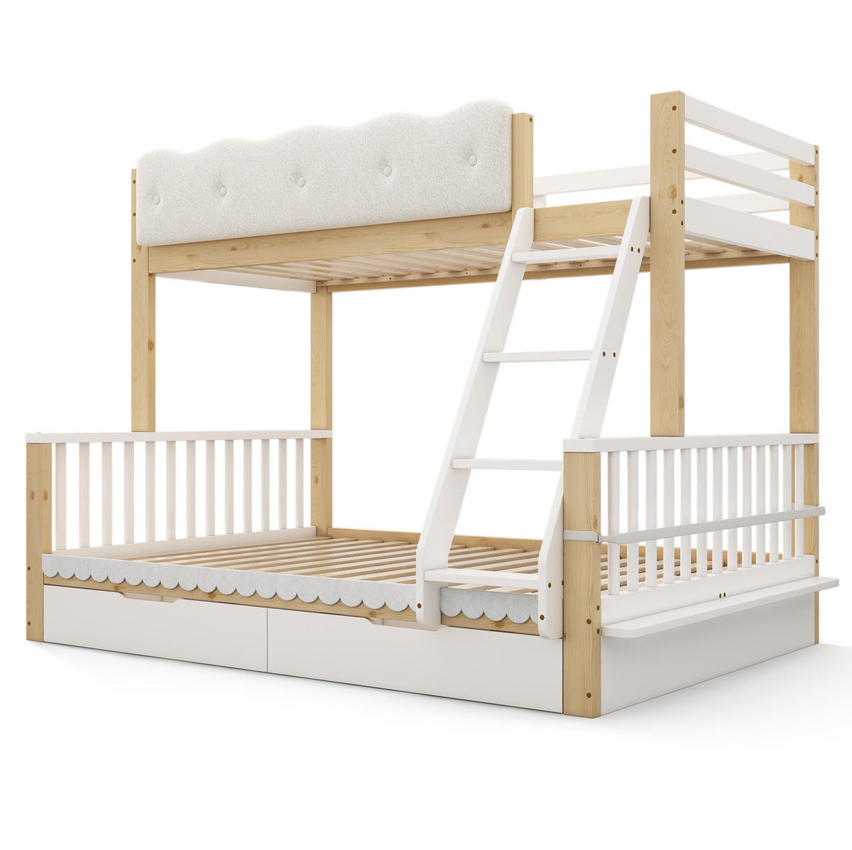 ETAGENBETT 90/200 cm und 140/200 cm Weiß & Eiche mit Schubladen ohne Matratze - Weiß, Holz (140/200cm) - MIVRAY
