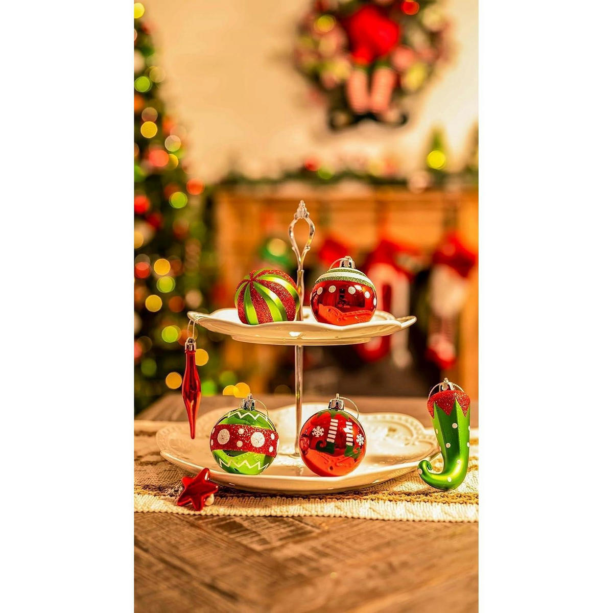 WEIHNACHTSKUGELN 70-teiliges Set Kunststoff Rot Grün Weiß - Multicolor, Kunststoff (10/10/10cm)