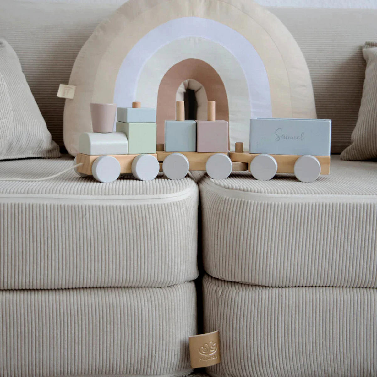 KINDERSOFA Pocket Basic modular 4-tlg. aus Slimcord in Beige - Ecru, Textil (120/25/60cm) - MeowBaby