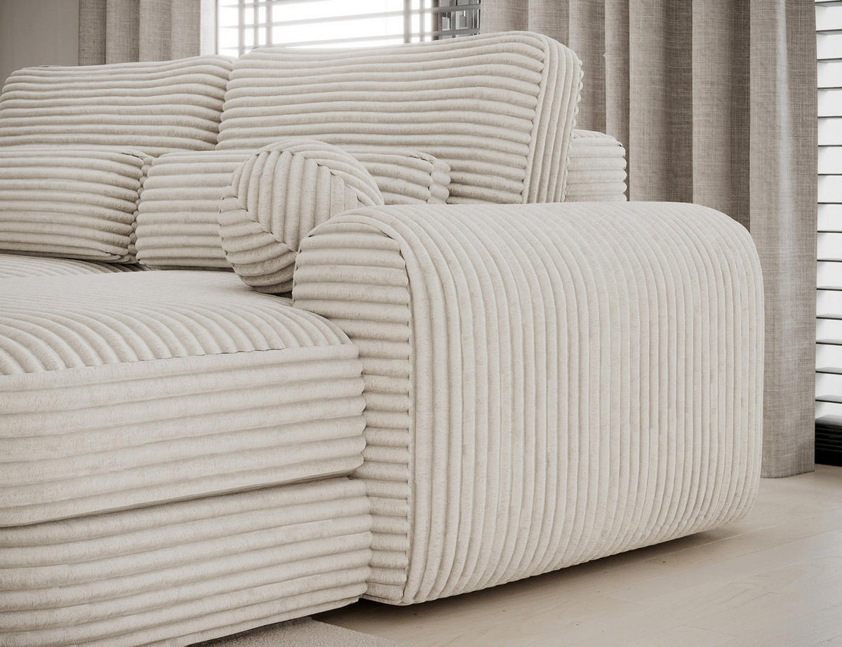ECKSOFA RIPELI L-Form mit Schlaffunktion & Bettkasten – Modernes 3-Sitzer Sofa, Wellenfederung, 217 × 175 cm - Schwarz/Weiß, Kunststoff (175/217cm) - Wohnideebilder