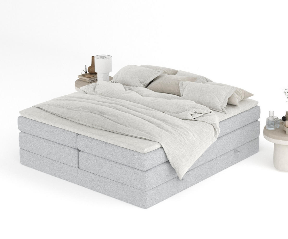 BOXSPRINGBETT Juniper Hellgrau 200/200 cm - Hellgrau/Schwarz, Holz/Holzwerkstoff (200/200cm) - Maison de Reve