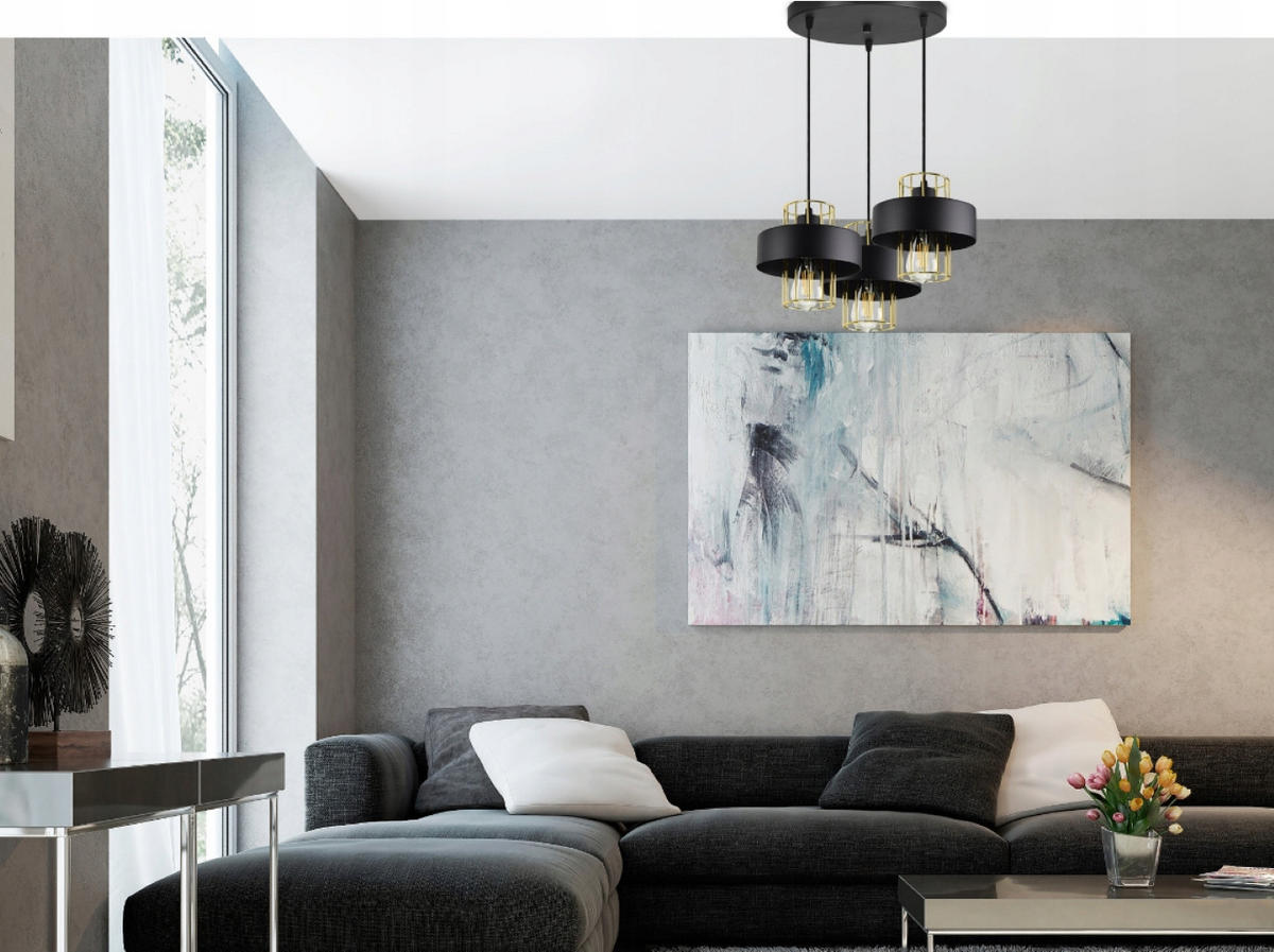 PENDELLEUCHTE LOFT - Goldfarben/Schwarz, Metall (30/30/90cm) - kiki design