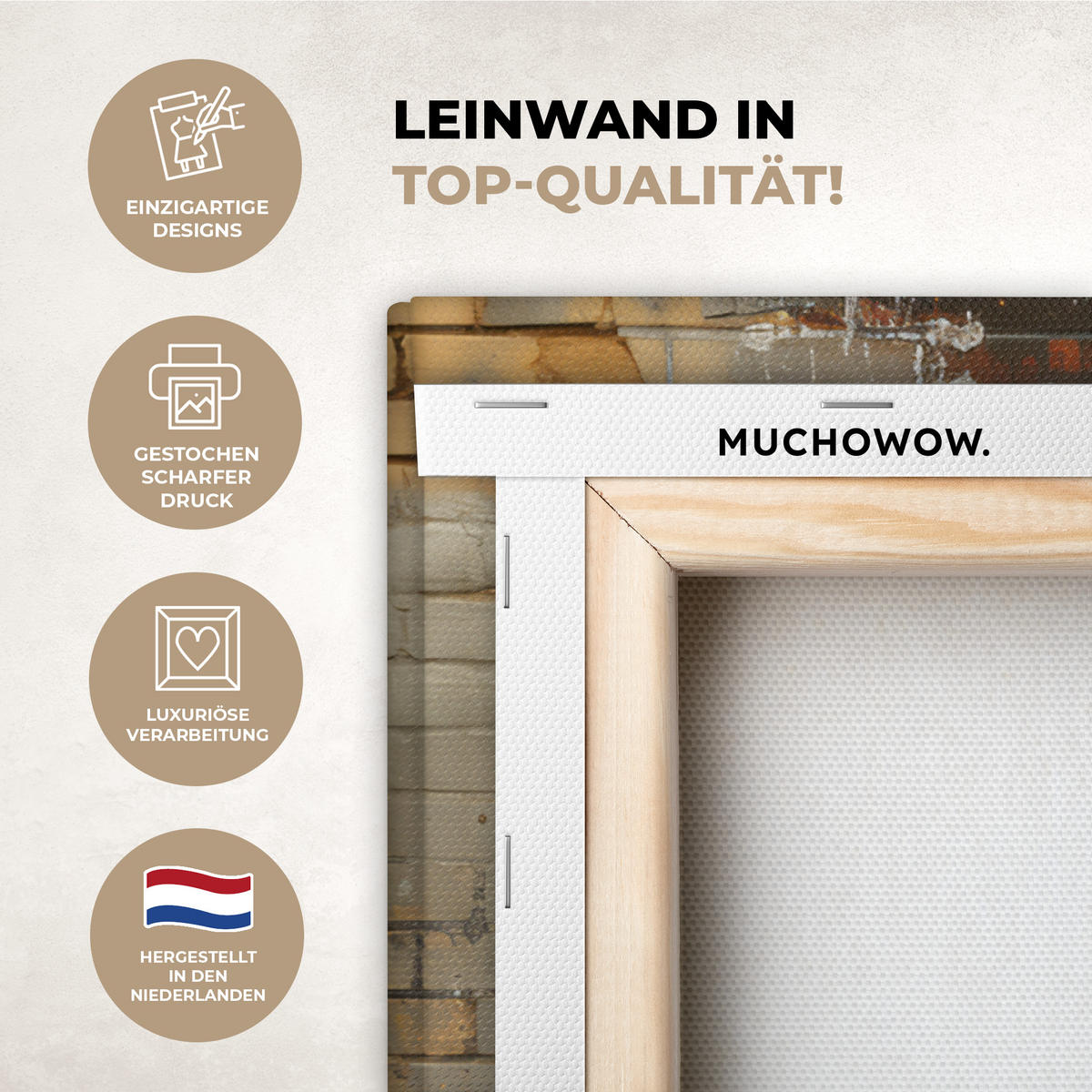 LEINWANDBILD Graffiti - Banksy - Mädchen - Straßenkunst Wandbilder 80x60 cm - Sandfarben, Textil (80/60cm) - MuchoWow