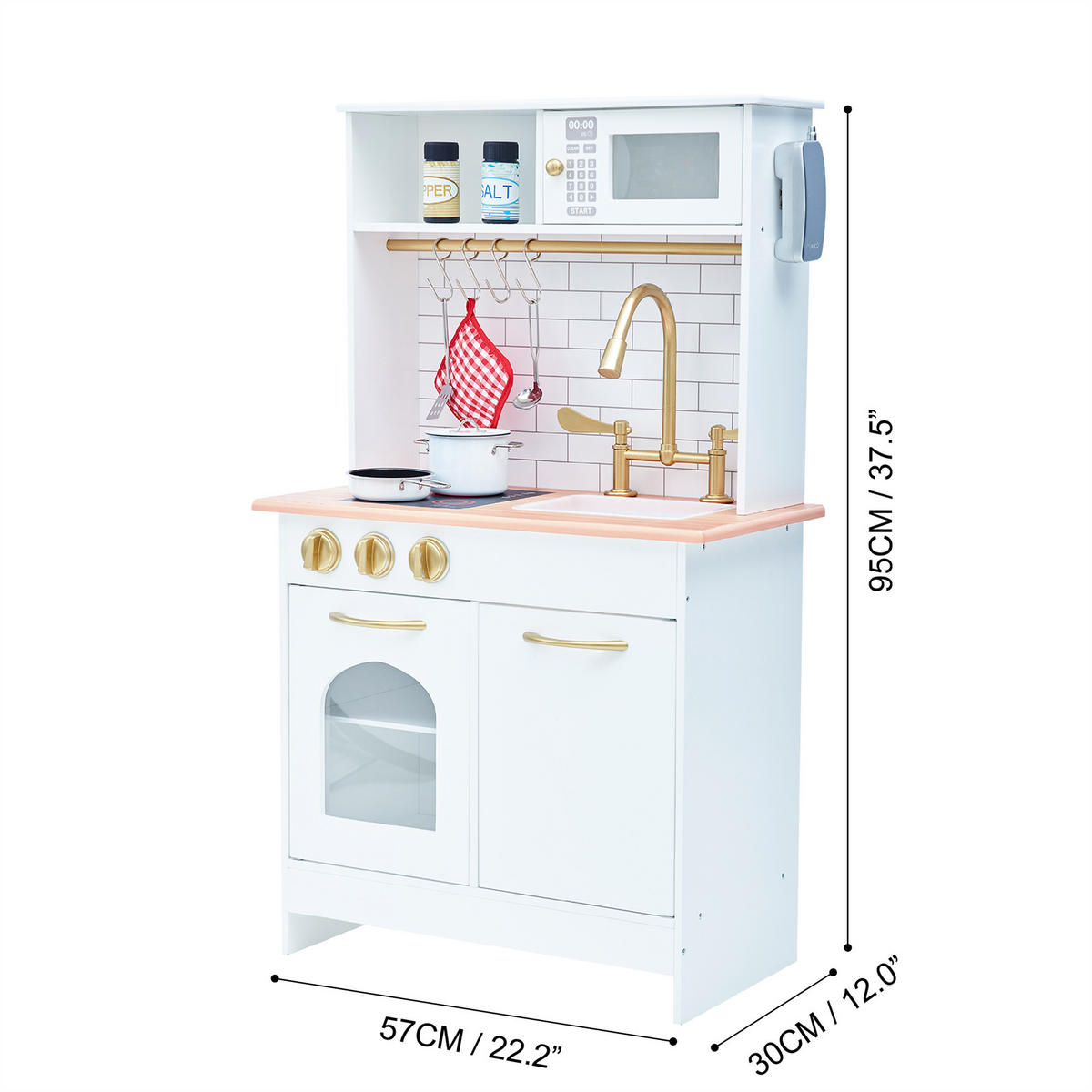 KINDERKÜCHE Spielküche, Weiß, 95cm - Weiß, Holzwerkstoff (57/31/95cm) - Teamson Kids