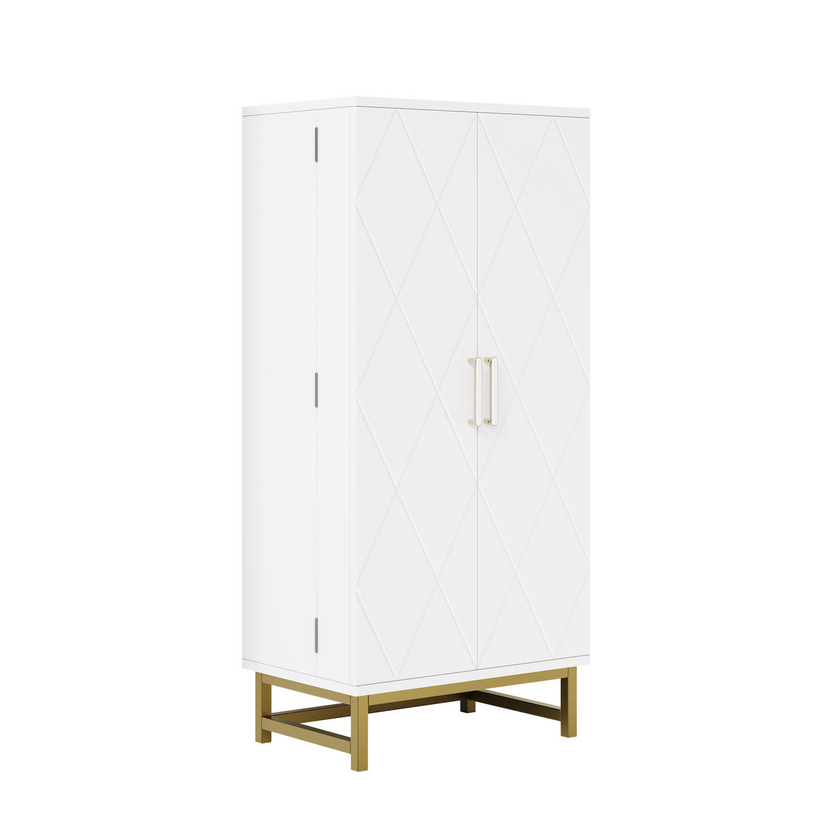 KÜCHENSCHRANK Sideboard Verstellbare Böden Weiß Gold - Weiß, Holzwerkstoff (60/130/40cm) - FLIEKS