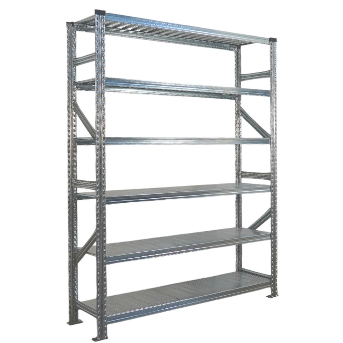 FACHBODENREGAL Proximo 210x300x50cm 6 Ebenen Beidseitig nutzbar Verzinkt - Silberfarben, Metall (300/210/50cm) - PROREGAL