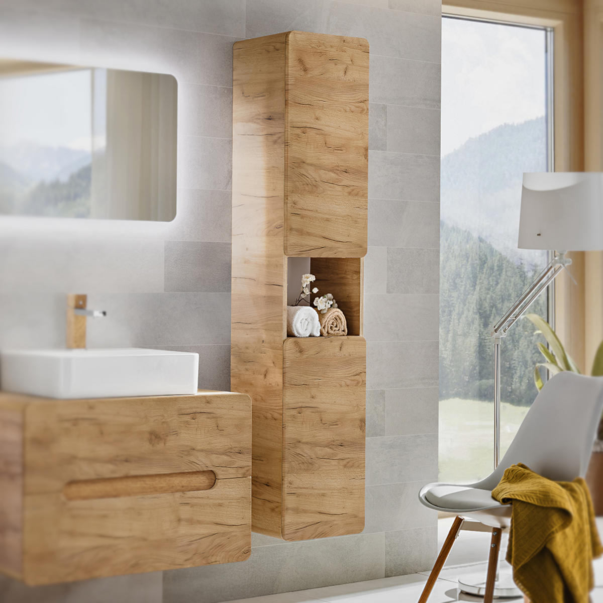 HOCHSCHRANK ARVIDA SZK4 Offenes Regal Eiche - Eichefarben, Holzwerkstoff (35/170/35cm) - Komodee