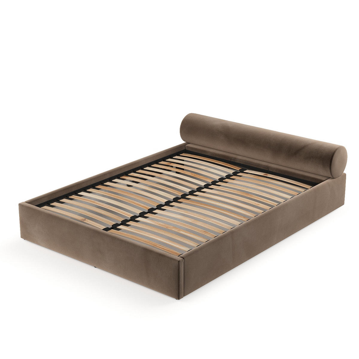 POLSTERBETT Solvo mit Stauraum 180/200 cm Braun im Paros Stoff - Schwarz/Naturfarben, Holz/Holzwerkstoff (180/200cm) - AltaBeds